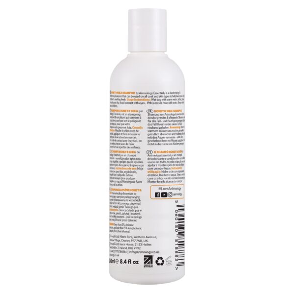 AnimologyEssentialsHoneyandSheaShampoo250ml_Back-scaled-1.jpg Animology Essentials Honey & Shea Shampoo 250ml