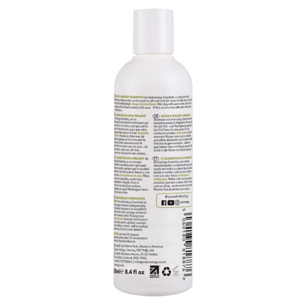 AnimologyEssentialsOlive_WalnutShampoo250ml_Back-scaled-1.jpg Animology Essentials Olive & Walnut Shampoo 250ml